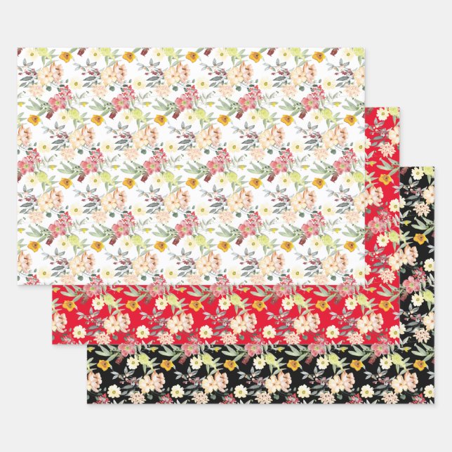 Pretty Floral  Wrapping Paper Sheet (Set)