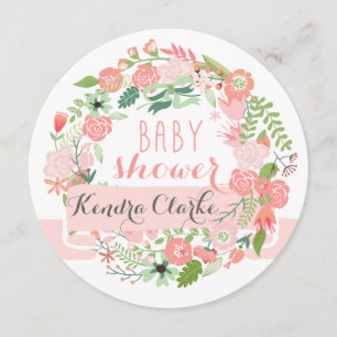 PRETTY FLORAL WREATH   BABY SHOWER INVITATION