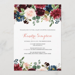 Pretty Floral Wreath Baby Shower Invitation