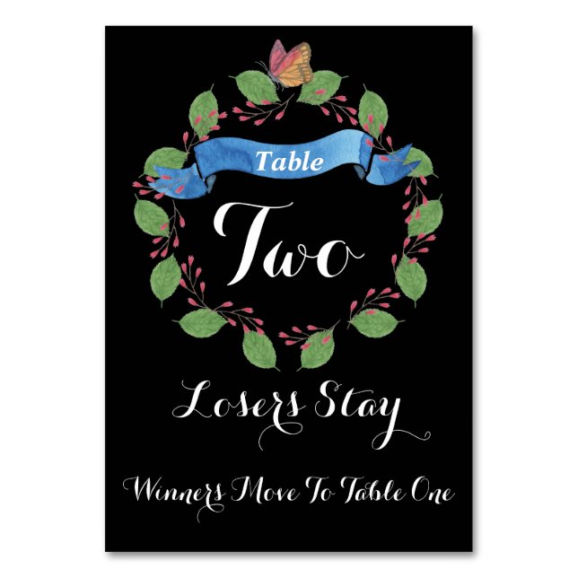 Pretty Floral Wreath Bunco Table Card #2 (Front)