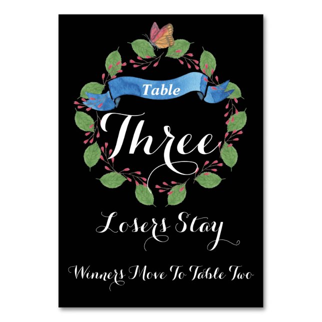 Pretty Floral Wreath Bunco Table Card #3 (Front)