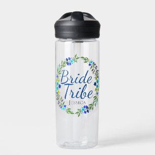 Pretty Floral Wreath Personalised Bride Tribe Water Bottle