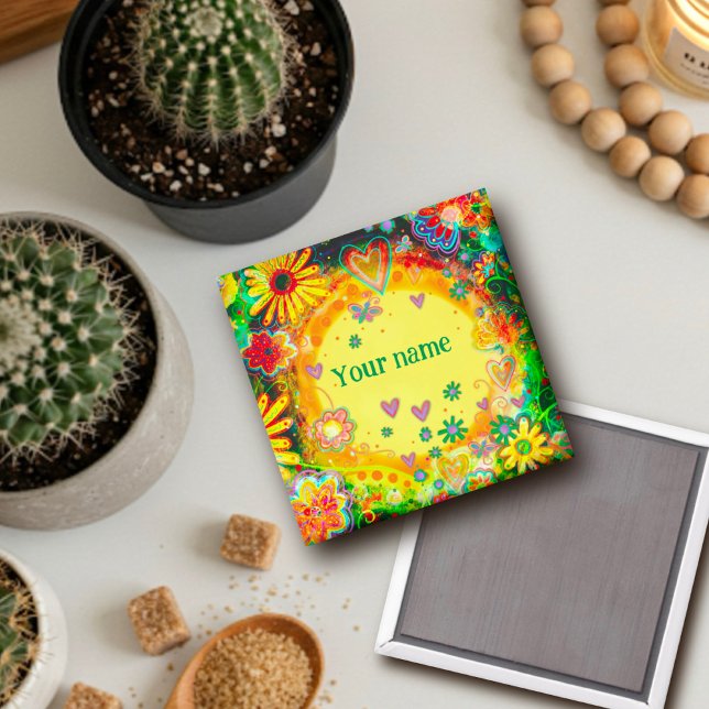 Pretty Floral Yellow Customised Inspirivity Magnet (Creator Uploaded)