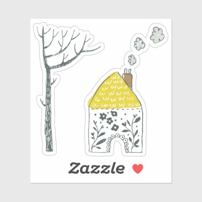 Pretty floral yellow house bare tree (Sheet)