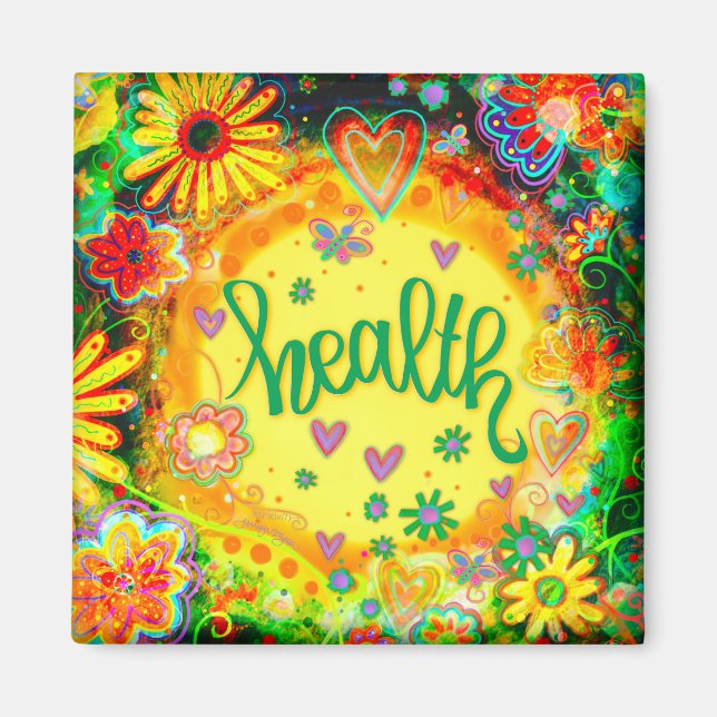 Pretty Floral Yellow Inspiring Inspirivity Magnet (Front)