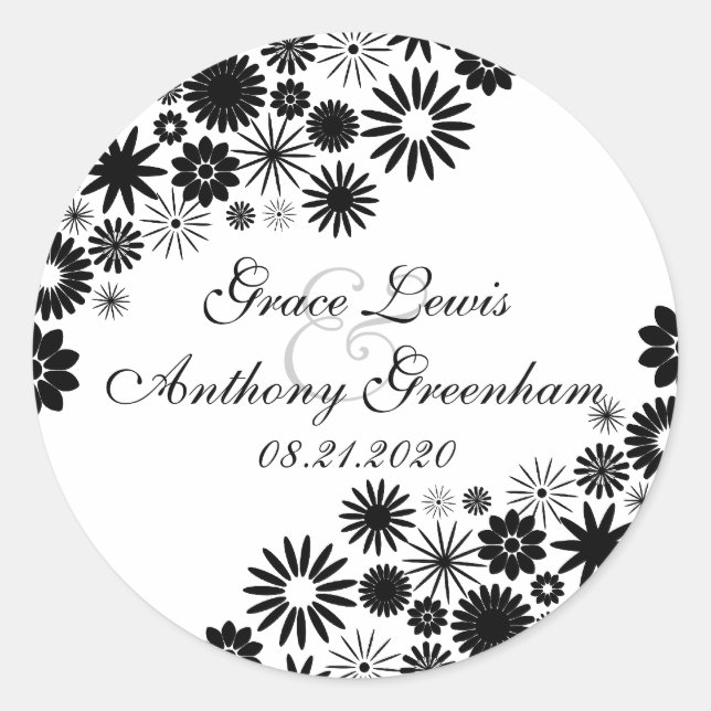 Pretty Florals Black Stickers (Front)