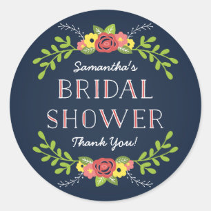 Pretty Florals   Bridal Shower Favour Classic Round Sticker