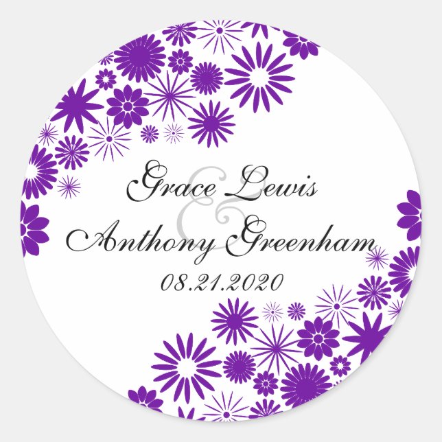Pretty Florals Dark Purple Stickers (Front)