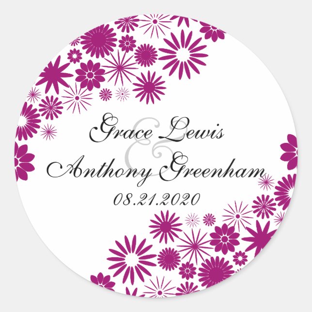 Pretty Florals Fuchsia Stickers (Front)