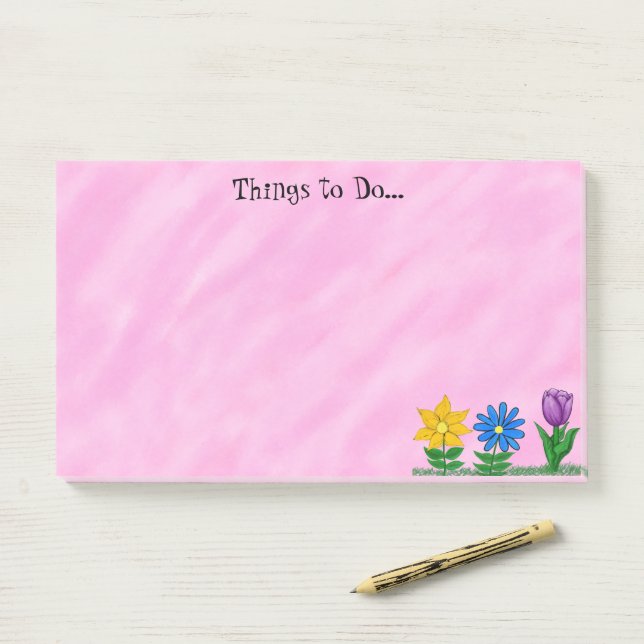Pretty Florals Personalised Pink Post It Note Pads (On Desk)