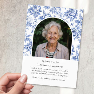 Pretty Florals Photo Sympathy Funeral Memorial Thank You Card