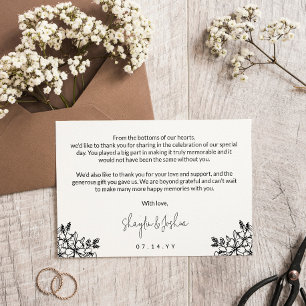 Pretty Florals Photo Wedding Small Thank You Card