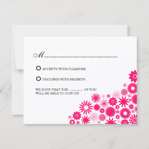 Pretty Florals Vibrant Pink RSVP / Reply Cards