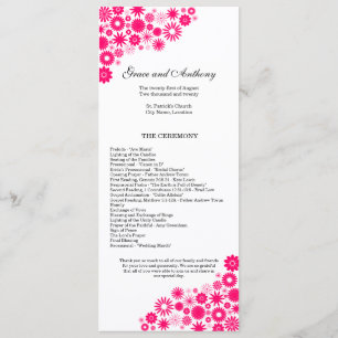 Pretty Florals Vibrant Pink Wedding Program