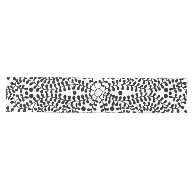 Pretty Flourished Black and White Print Medium Table Runner (Horizontal)