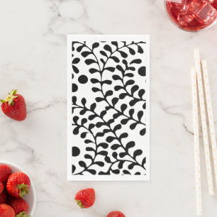Pretty Flourished Black and White Print Napkin