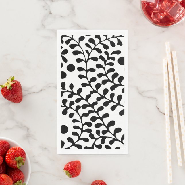 Pretty Flourished Black and White Print Napkin (Insitu)