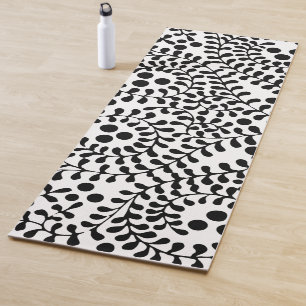 Pretty Flourished Black and White Print Yoga Mat