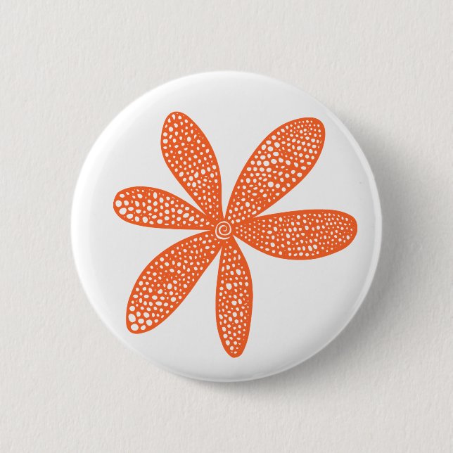 Pretty Flower - Autumn Orange on White 6 Cm Round Badge (Front)