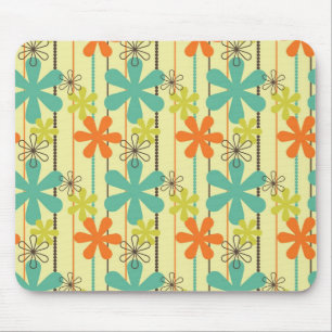 Pretty Flower Beads Art Blue Orange Green Brown Mouse Pad