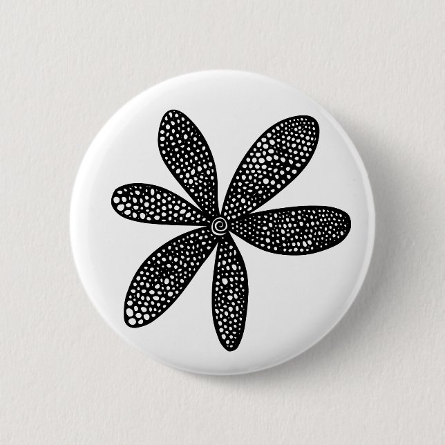 Pretty Flower - Black on White 6 Cm Round Badge (Front)