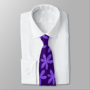 Pretty Flower - Blue Violet on Deep Purple Tie