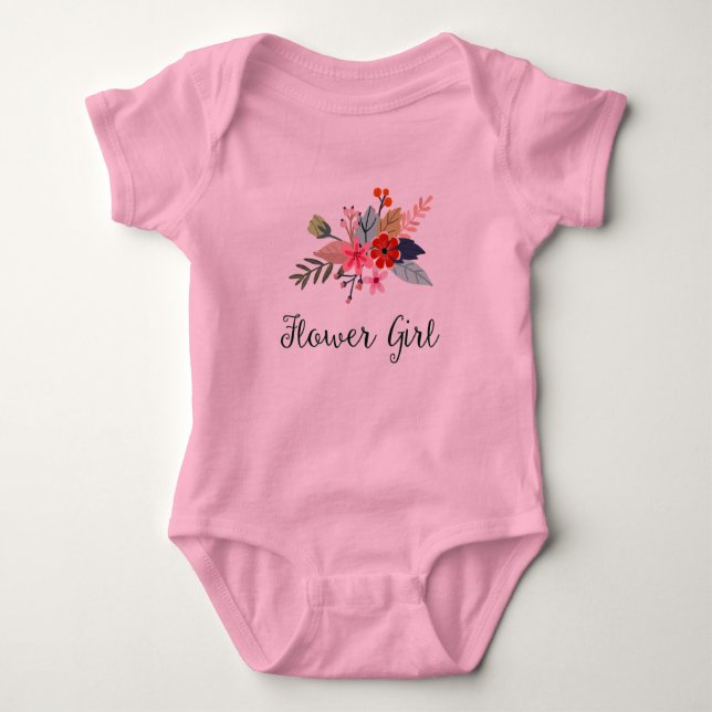 Pretty Flower Bouquet Flower Girl Wedding Baby Bodysuit (Front)
