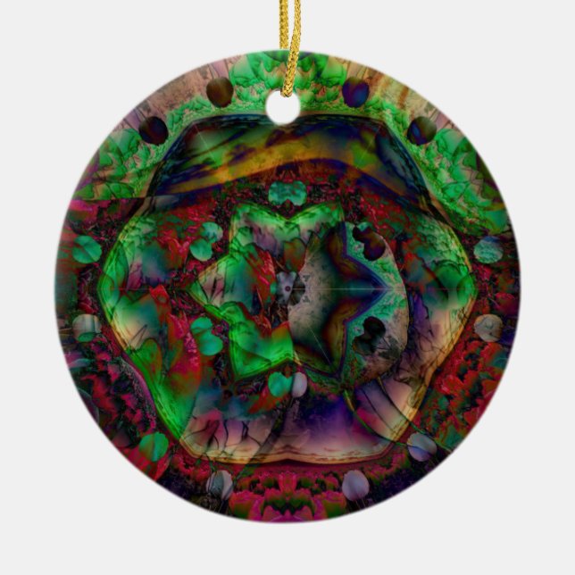 Pretty Flower Burst Abstract Ceramic Ornament (Front)