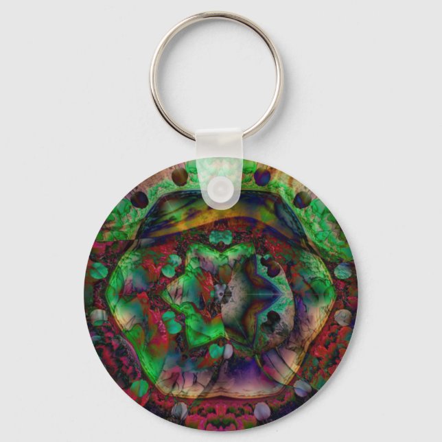 Pretty Flower Burst Abstract Key Ring (Front)