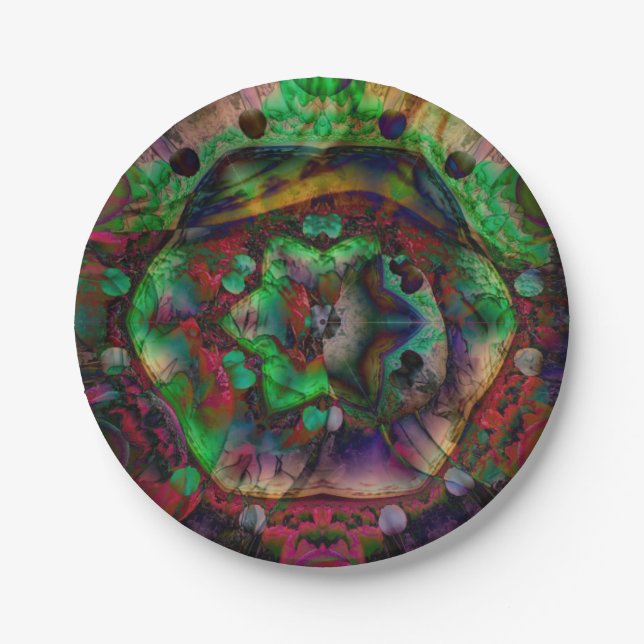 Pretty Flower Burst Abstract Paper Plate (Front)