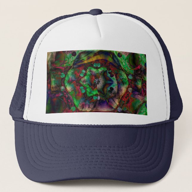 Pretty Flower Burst Abstract Trucker Hat (Front)