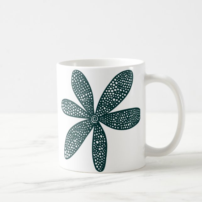 Pretty Flower - Dark Green Coffee Mug (Right)