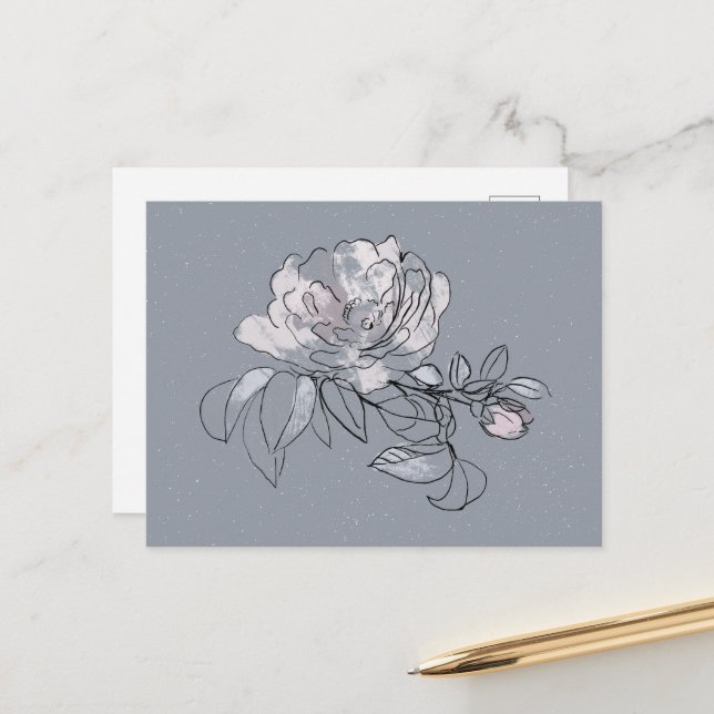 Pretty Flower Doodle  Postcard (Front/Back In Situ)