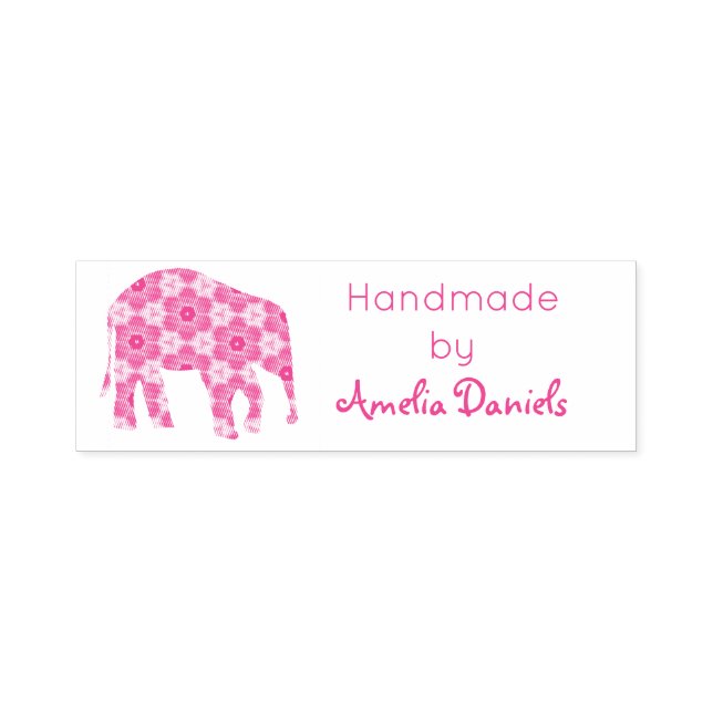 Pretty Flower Elephant Handmade by Self-inking Stamp (Design)