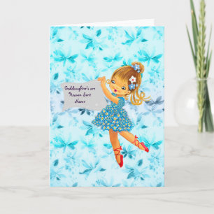 Pretty Flower Fairy Goddaughter Gift Personalised Holiday Card