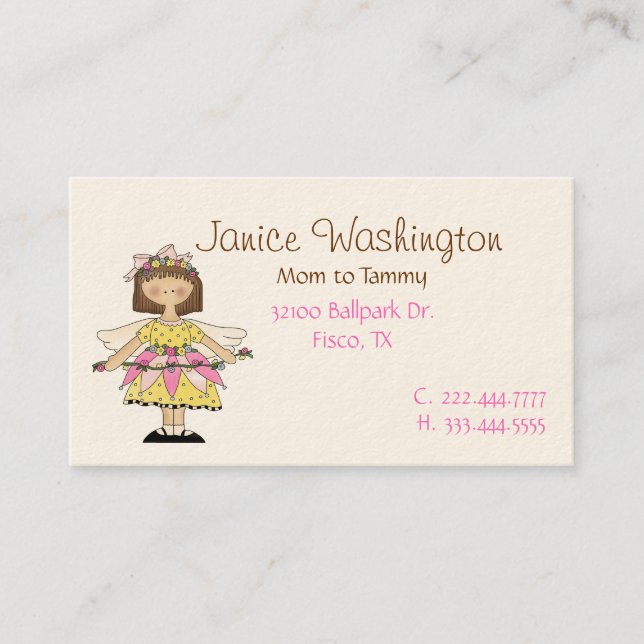 Pretty Flower Fairy Mummy Calling Card (Front)