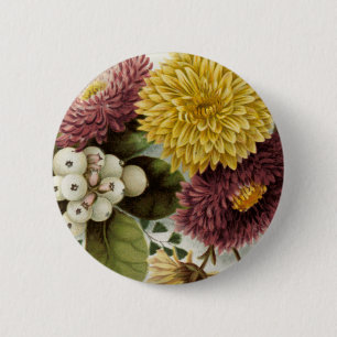 Pretty Flower Fine Art Print Artwork Country 6 Cm Round Badge