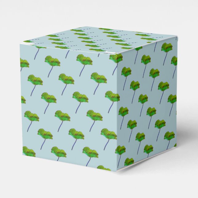 Pretty flower floral blue green poppy favour box (Front Side)