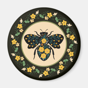 Pretty Flower Frame Flowered Bee  Magnet