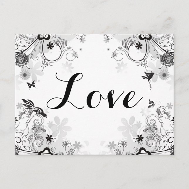 Pretty Flower Garden ~ Birds and Butterflies Love Postcard (Front)