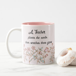 Pretty Flower Garden Teacher Pride Two-Tone Coffee Mug
