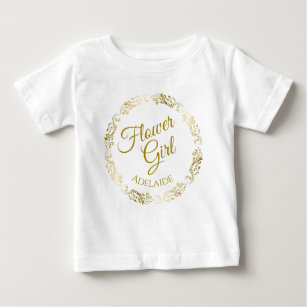 Pretty Flower Girl Gold Filigree Wedding Toddler Baby T-Shirt