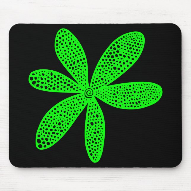 Pretty Flower - Green on Black Mouse Pad (Front)