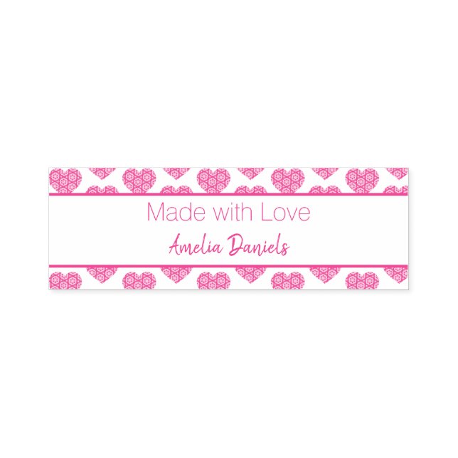 Pretty Flower Love Heart - Made with Love Self-inking Stamp (Design)