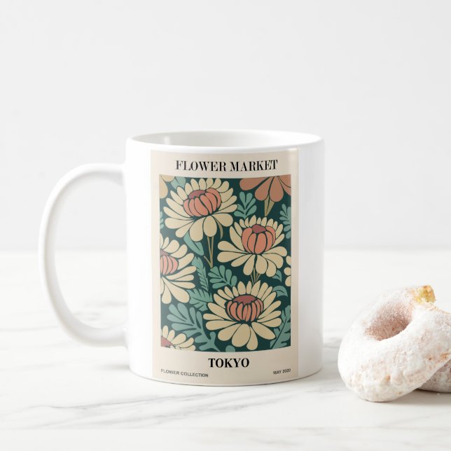 Pretty Flower Market Design  Coffee Mug (With Donut)