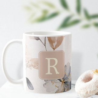 Pretty Flower Monogram Template Personalized Coffee Mug