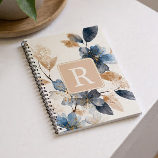 Pretty Flower Monogram Template Personalized Notebook