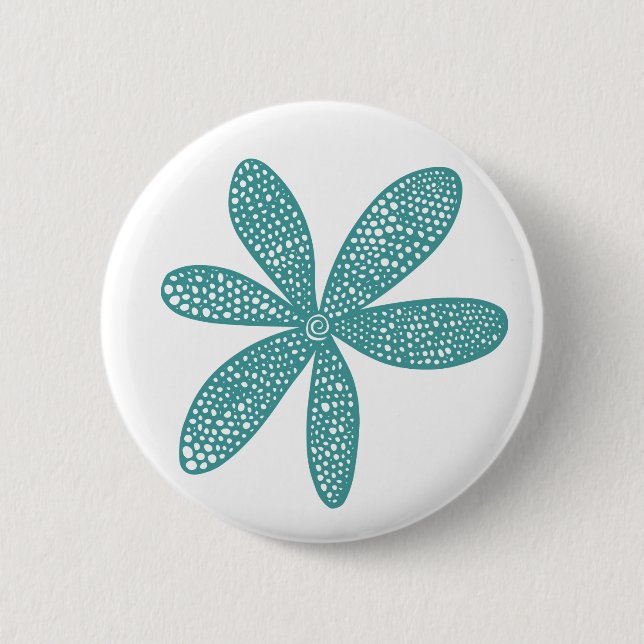 Pretty Flower - Ocean Green on White 6 Cm Round Badge (Front)