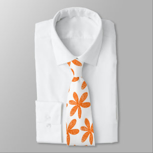 Pretty Flower - Orange on White Tie