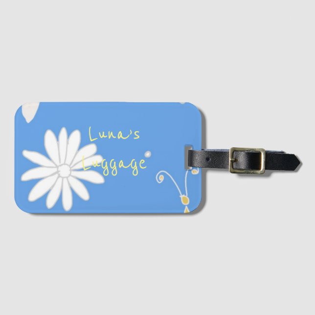 Pretty Flower Pattern Luggage Tag (Front Horizontal)